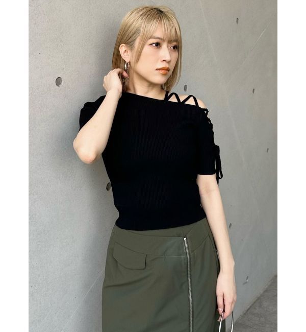 MURUA「レースアップハーフリブニット」|ニット・セーター|