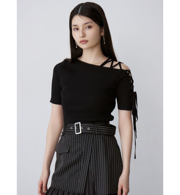 MURUA「レースアップハーフリブニット」|ニット・セーター|