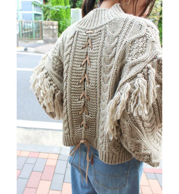 Ungrid「レースアップケーブルニット」|ニット・セーター|