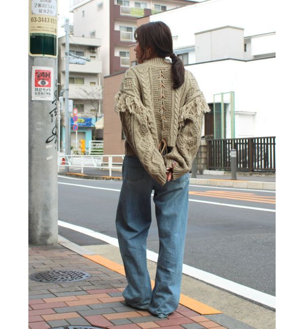 Ungrid「レースアップケーブルニット」|ニット・セーター|