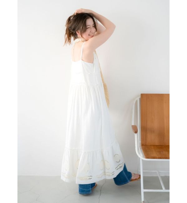 Ungrid「カットワークデザインキャミワンピース」|ワンピース|