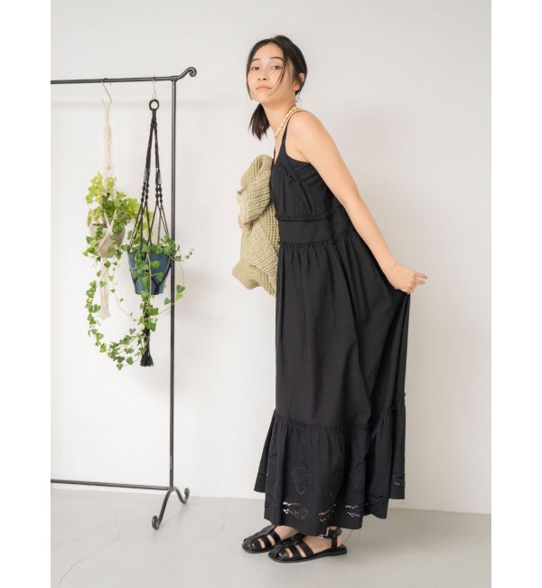 Ungrid「カットワークデザインキャミワンピース」|ワンピース|