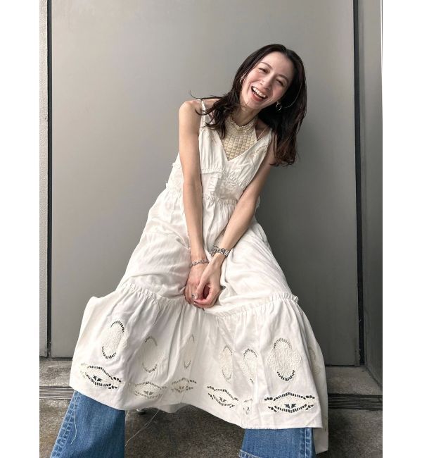 Ungrid「カットワークデザインキャミワンピース」|ワンピース|