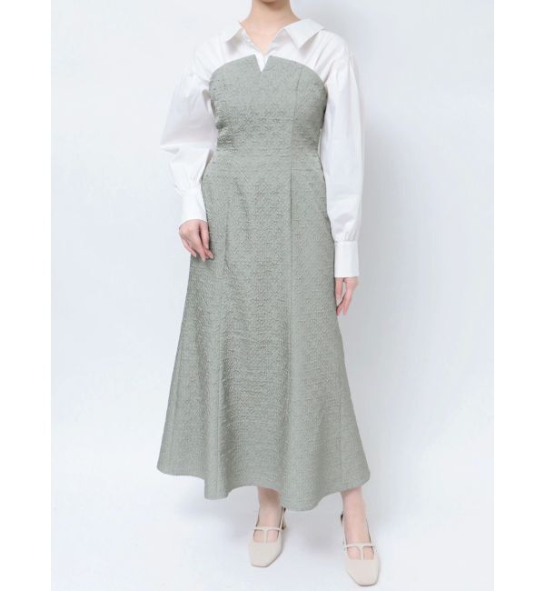 LAGUNAMOON「シャツドッキングエンボスワンピース」|ワンピース|