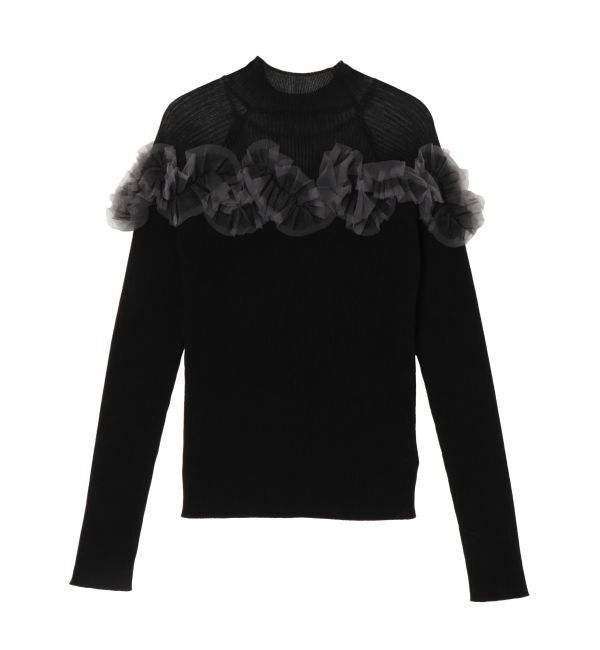 LAGUNAMOON「チュールフリルオフショルニットプルオーバー」|ニット・セーター|