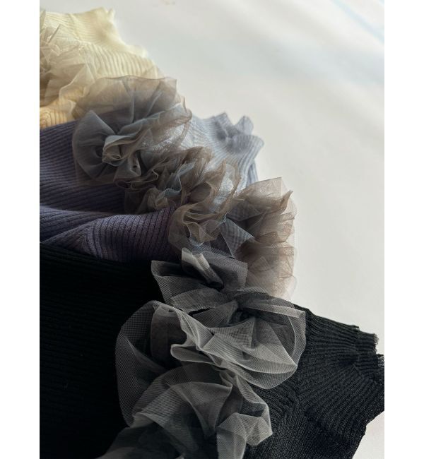 LAGUNAMOON「チュールフリルオフショルニットプルオーバー」|ニット・セーター|