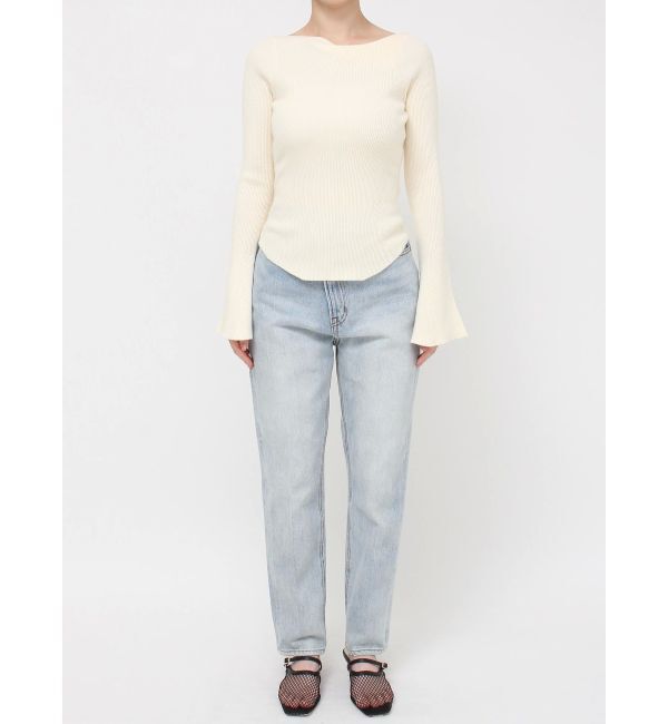 LAGUNAMOON「アシンメトリードレープフレアスリーブニット」|ニット・セーター|