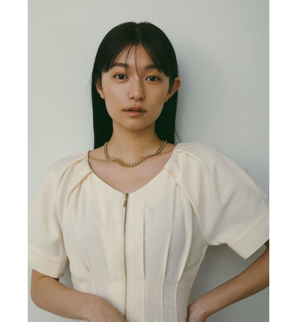 LAGUNAMOON「フロントZIPウエストタックワンピース」|ワンピース|