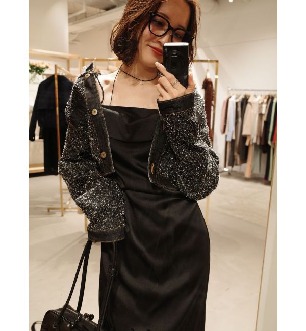 LAGUNAMOON「ハンマーサテンラペルキャミワンピース」|ワンピース|