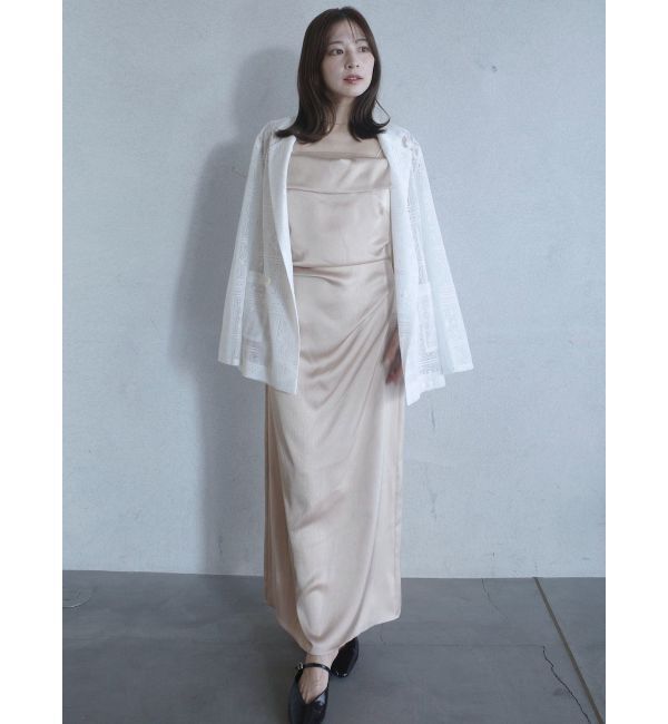 LAGUNAMOON「ハンマーサテンラペルキャミワンピース」|ワンピース|ベージュ