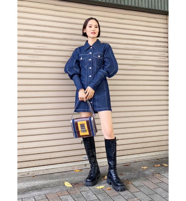 EVRIS「デザインスリーブミニワンピース」|ワンピース|