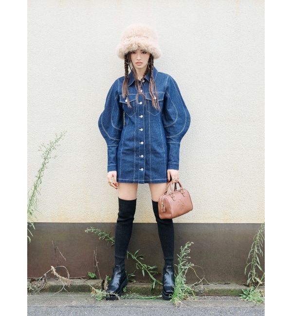 EVRIS「デザインスリーブミニワンピース」|ワンピース|