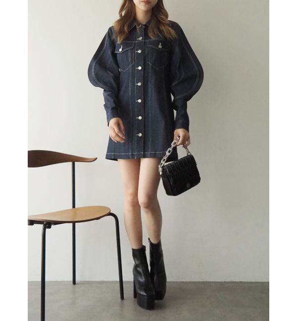 EVRIS「デザインスリーブミニワンピース」|ワンピース|