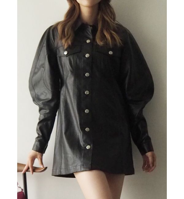 EVRIS「デザインスリーブミニワンピース」|ワンピース|ブラック