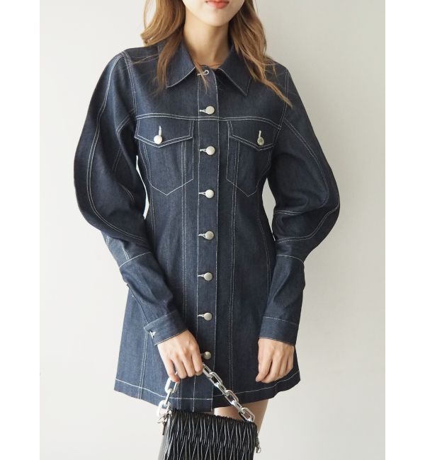 EVRIS「デザインスリーブミニワンピース」|ワンピース|インディゴ