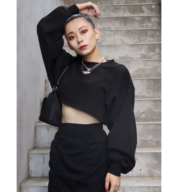 EVRIS「クロップドスウェットトップス【セットアップ着用可能】」|スウェット・ジャージ|