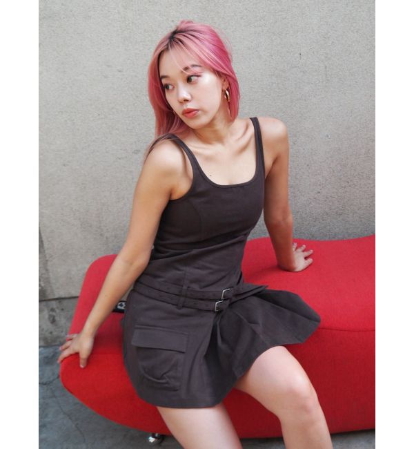 EVRIS「エッジデザインプリーツジャンスカ」|ジャンパースカート|