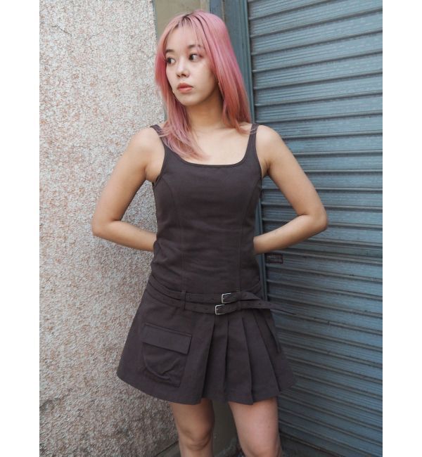 EVRIS「エッジデザインプリーツジャンスカ」|ジャンパースカート|