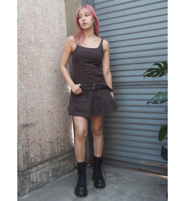 EVRIS「エッジデザインプリーツジャンスカ」|ジャンパースカート|