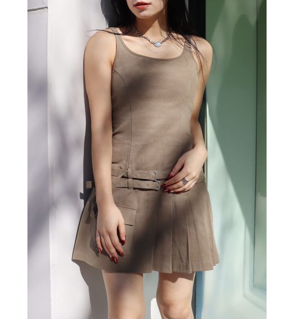 EVRIS「エッジデザインプリーツジャンスカ」|ジャンパースカート|