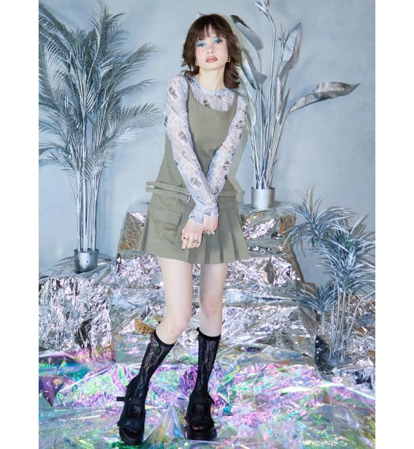 EVRIS「エッジデザインプリーツジャンスカ」|ジャンパースカート|