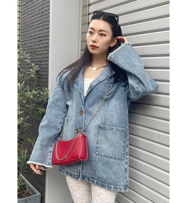 EVRIS「オーバーサイズデニムジャケット【セットアップ着用可能】」|デニムジャケット|アイスブルー