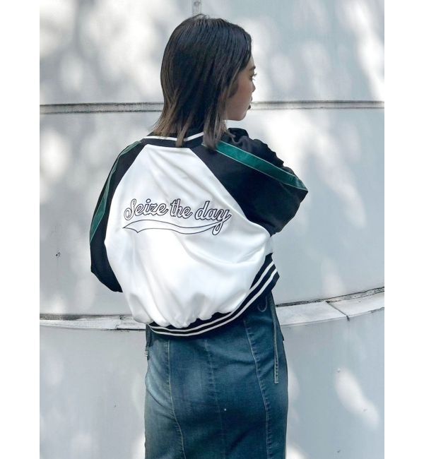 EVRIS「エンブロイダリーサテンブルゾン」|ブルゾン・スタジャン|