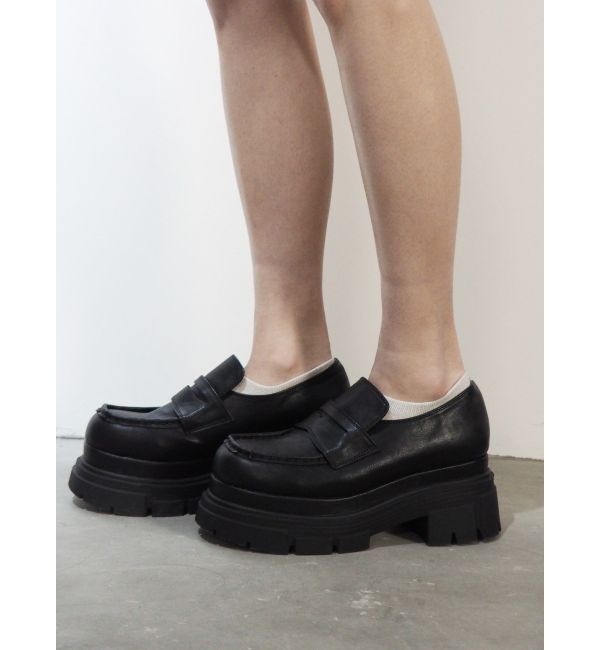 EVRIS「vintage プラットフォームローファー」|ローファー|ブラック