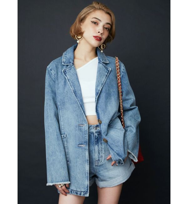 EVRIS「ロールアップデニムショートパンツ【セットアップ着用可能】」|デニム|