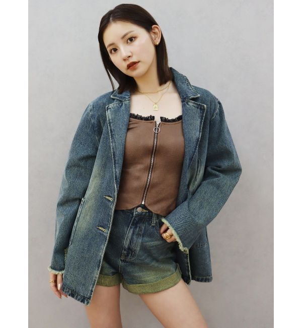 EVRIS「ロールアップデニムショートパンツ【セットアップ着用可能】」|デニム|