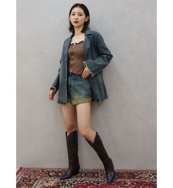 EVRIS「ロールアップデニムショートパンツ【セットアップ着用可能】」|デニム|