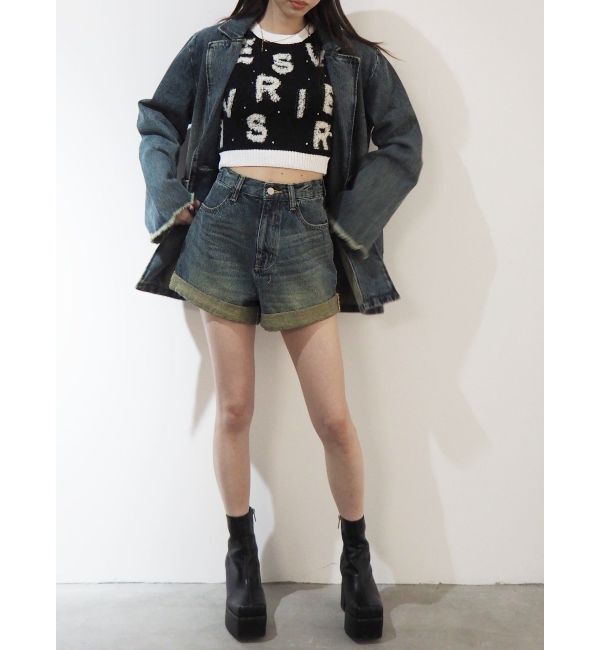 EVRIS「ロールアップデニムショートパンツ【セットアップ着用可能】」|デニム|
