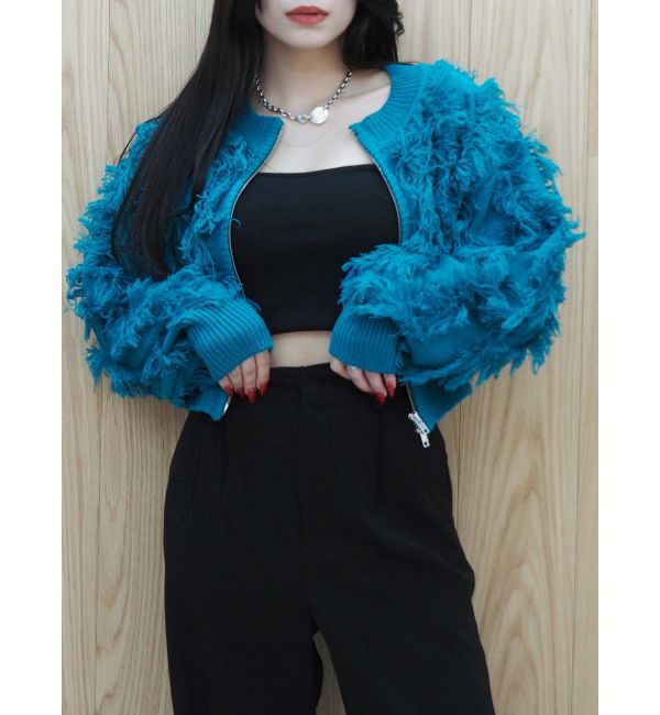 EVRIS「フリンジニットショートカーディガン」|カーディガン|