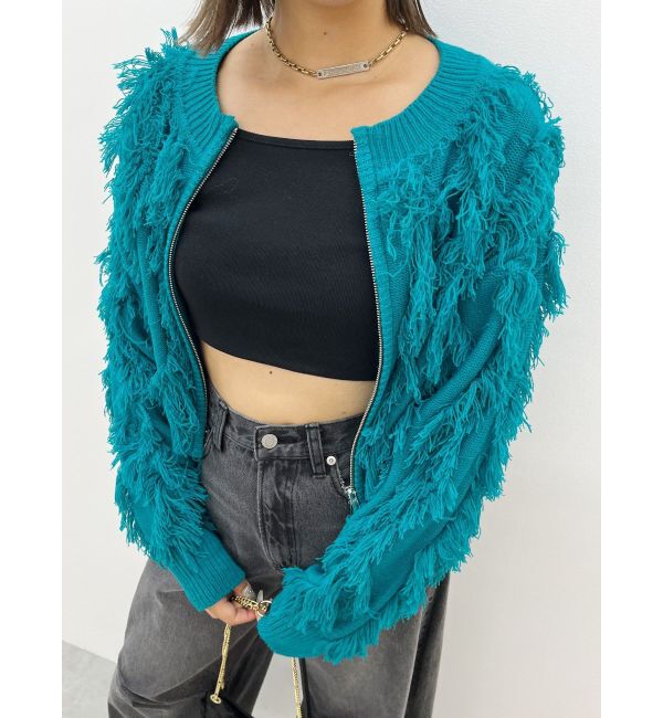 EVRIS「フリンジニットショートカーディガン」|カーディガン|