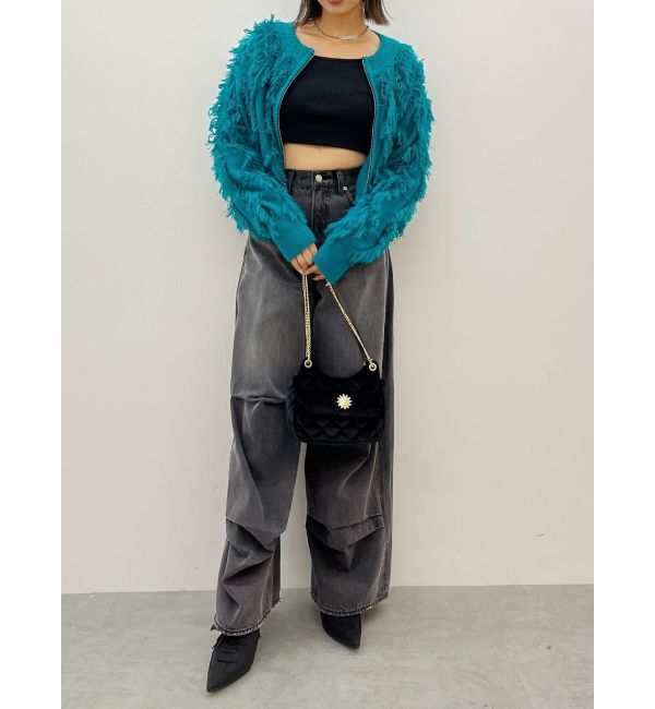 EVRIS「フリンジニットショートカーディガン」|カーディガン|