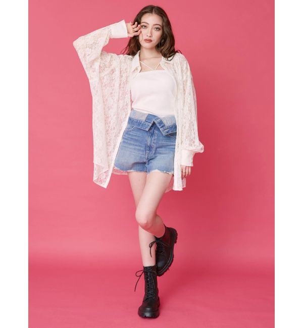 EVRIS「ウエストフラップデニムショートパンツ」|デニム|