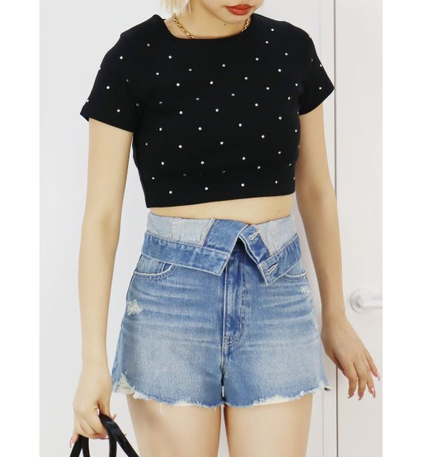 EVRIS「ウエストフラップデニムショートパンツ」|デニム|