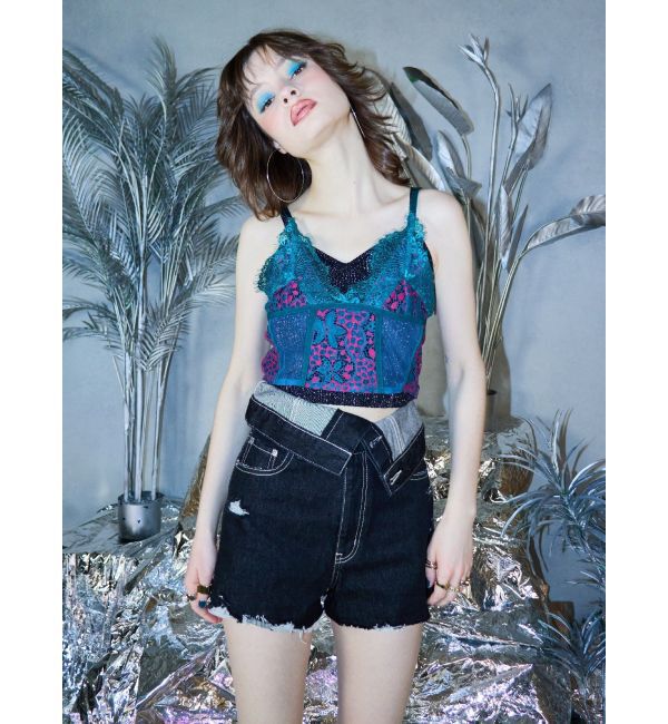 EVRIS「ウエストフラップデニムショートパンツ」|デニム|