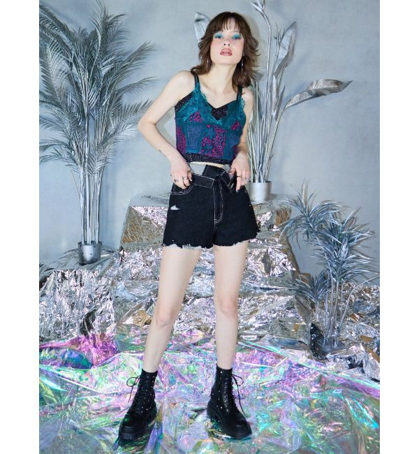 EVRIS「ウエストフラップデニムショートパンツ」|デニム|