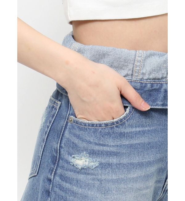 EVRIS「ウエストフラップデニムショートパンツ」|デニム|