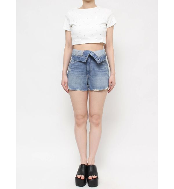 EVRIS「ウエストフラップデニムショートパンツ」|デニム|