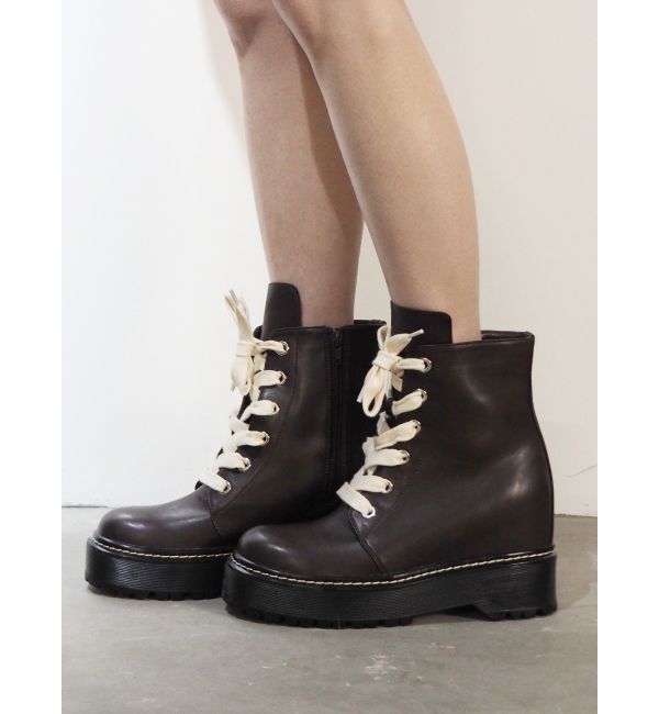 EVRIS「ワイドストリングインソールミドルブーツ」|ショートブーツ|ブラウン