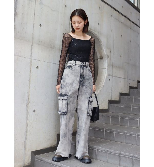 EVRIS「ブリーチデニムカーゴパンツ」|デニム|