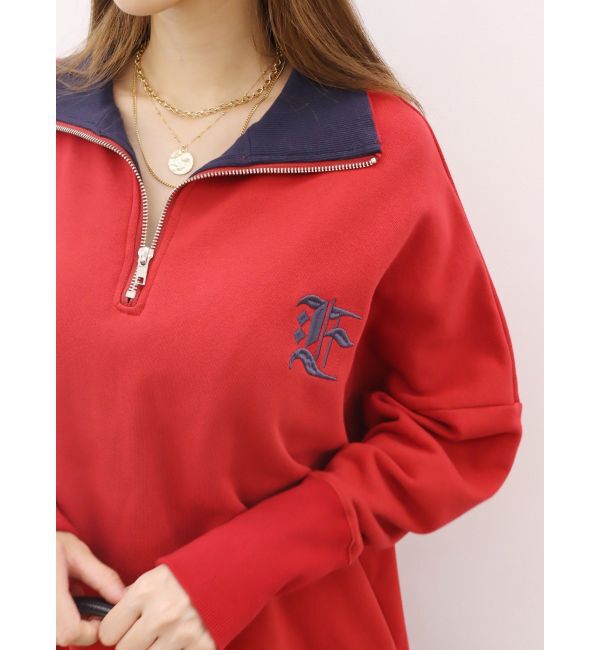 EVRIS「ハーフジップスウェットミニワンピース」|ワンピース|