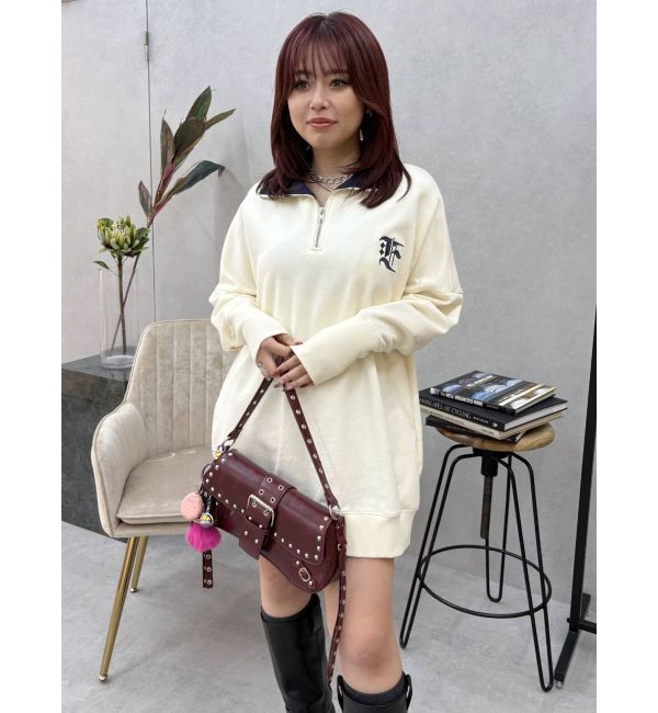 EVRIS「ハーフジップスウェットミニワンピース」|ワンピース|