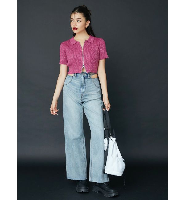 EVRIS「ウエストチェーンワイドデニムパンツ」|デニム|