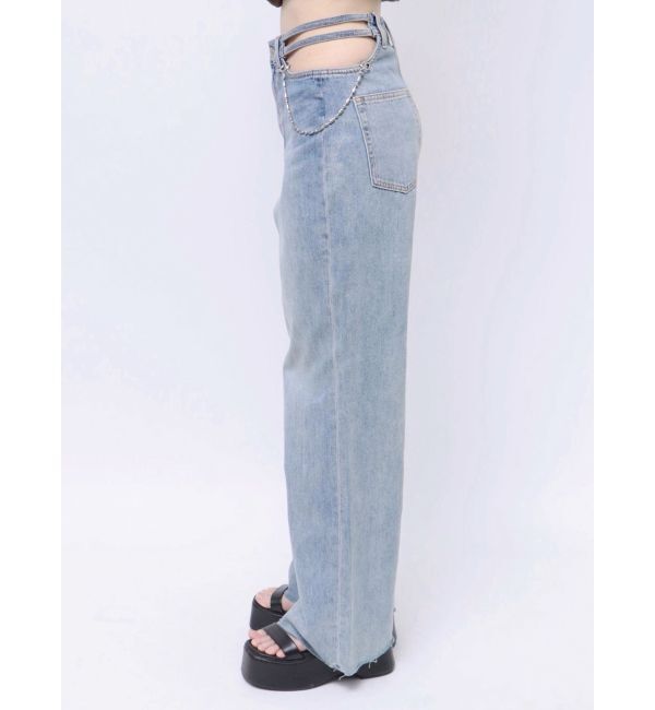 EVRIS「ウエストチェーンワイドデニムパンツ」|デニム|