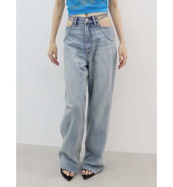 EVRIS「ウエストチェーンワイドデニムパンツ」|デニム|