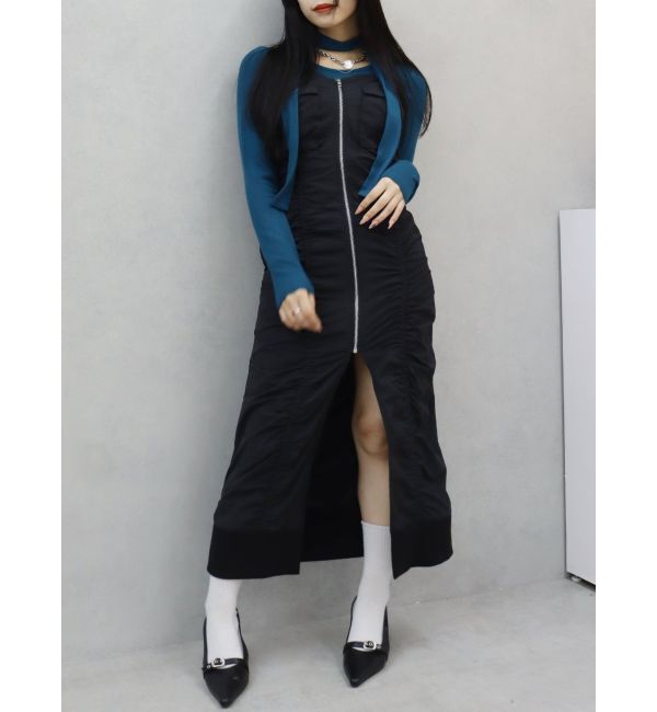 EVRIS「ジップキャミロングワンピース」|ワンピース|ブラック