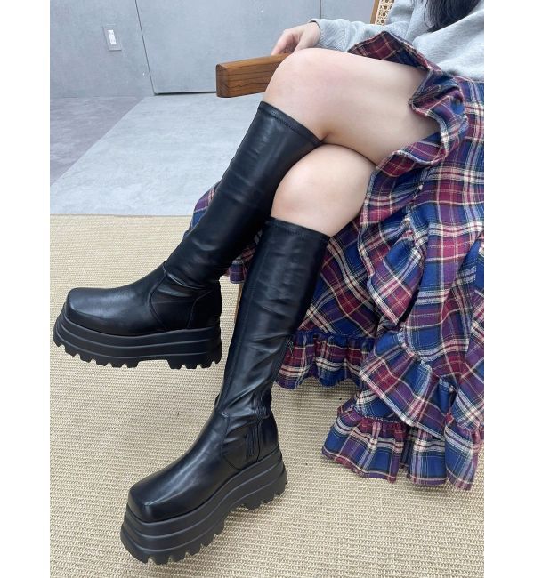 EVRIS「プラットフォームストレッチロングブーツ」|ロングブーツ|